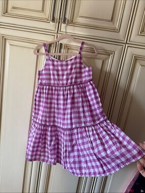 Janie and Jack Pink and White Gingham Tiered Sundress